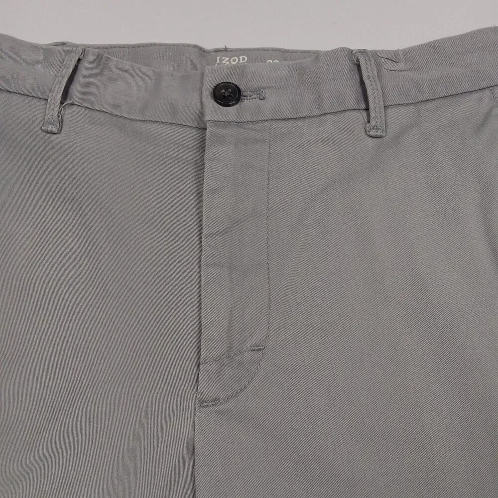 IZOD Saltwater Stretch Mens Size 32 Gray Flat Front Chino Shorts 9.5 Inseam